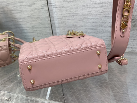 CD Small Lady Di.or My ABCDior Bag Cannage Lambskin Gold Tone Metal Antique-Pink