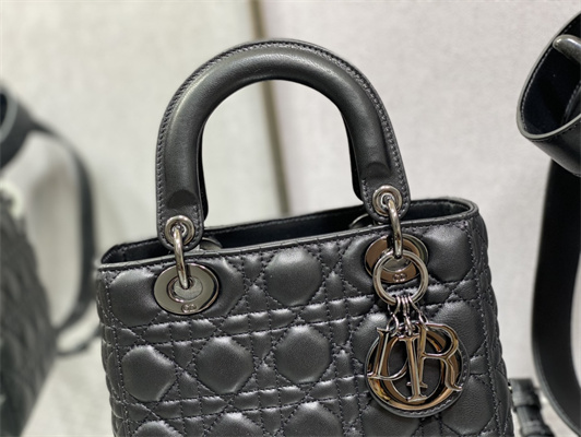 CD Small Lady Di.or My ABCDior Bag Cannage Lambskin Guncolor Tone Metal Black