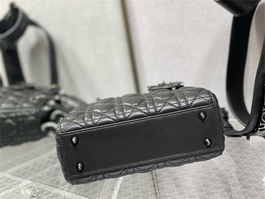 CD Small Lady Di.or My ABCDior Bag Cannage Lambskin Guncolor Tone Metal Black