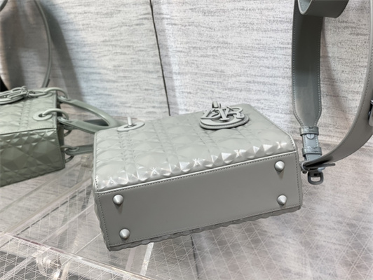 CD Small Lady Di.or My ABCDior Bag Cannage Calfskin With Diamond Motif Grey