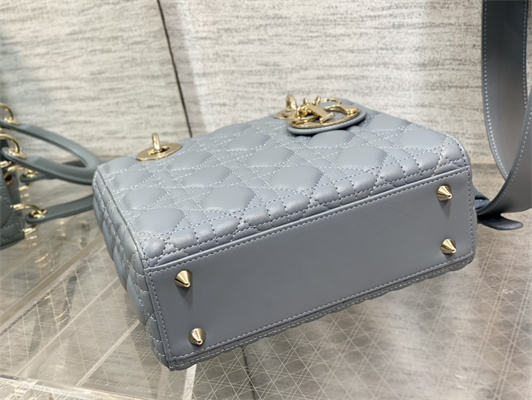 CD Small Lady Di.or My ABCDior Bag Cannage Lambskin Gold Tone Metal Cloud Blue