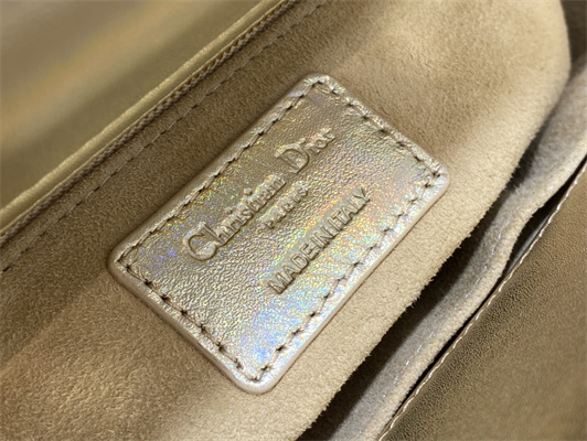 CD Small Lady Di.or My ABCDior Bag Cannage Lambskin Gold Tone Metal Champagne Gold