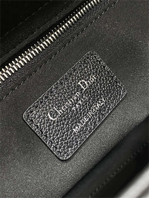 CD Medium Lady Di.or Bag Cannage Grained Calfskin Silver Tone Metal Black