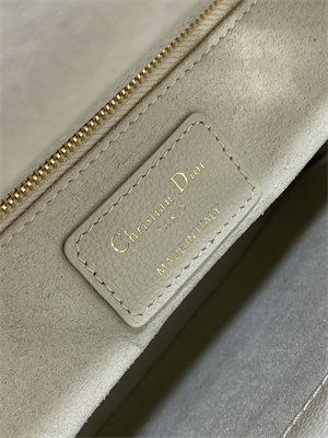 CD Medium Lady Di.or Bag Cannage Grained Calfskin Gold Tone Metal Cream
