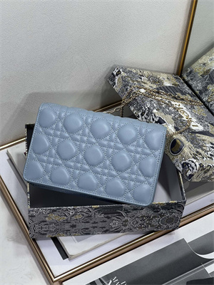 CD Miss Dior Chain Pouch Cannage Lambskin Cloud Blue