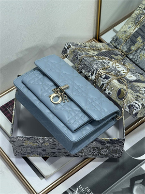 CD Miss Dior Chain Pouch Cannage Lambskin Cloud Blue