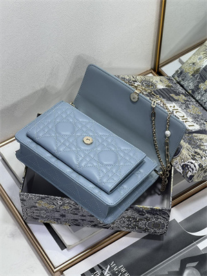 CD Miss Dior Chain Pouch Cannage Lambskin Cloud Blue