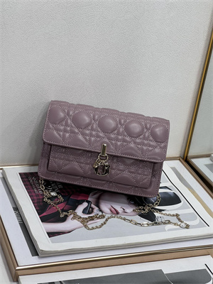 CD Miss Dior Chain Pouch Cannage Lambskin Peony Pink