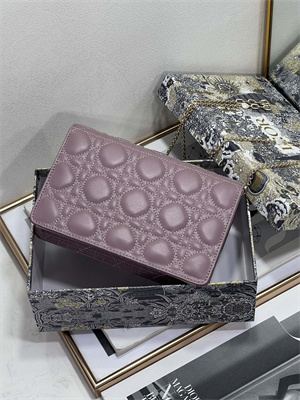 CD Miss Dior Chain Pouch Cannage Lambskin Peony Pink