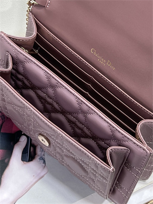 CD Miss Dior Chain Pouch Cannage Lambskin Peony Pink