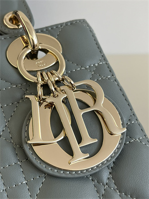 CD Small Lady Di.or My ABCDior Bag Cannage Lambskin Gold Tone Metal Stone Grey