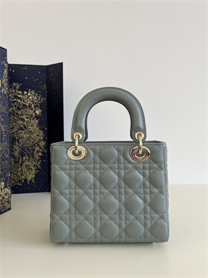 CD Small Lady Di.or My ABCDior Bag Cannage Lambskin Gold Tone Metal Stone Grey