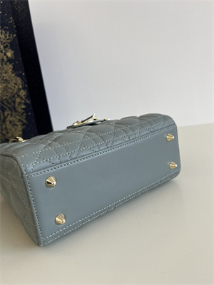 CD Small Lady Di.or My ABCDior Bag Cannage Lambskin Gold Tone Metal Stone Grey