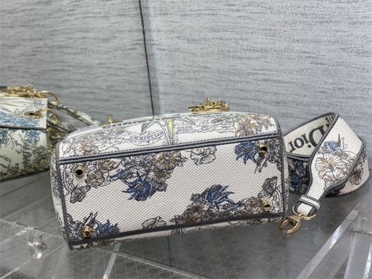 CD Medium Lady Di.or D-Lite Bag R??ve d’Infini  Embroidery White and Multicolor
