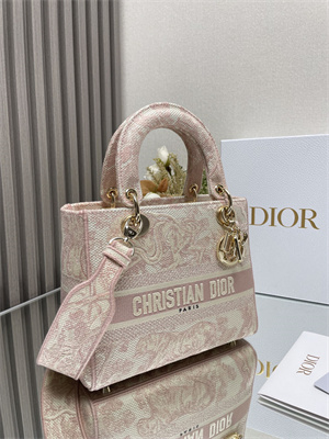 CD Medium Lady Di.or D-Lite Bag Toile de Jouy Embroidery Rose Des Vents