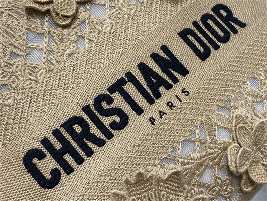 CD Medium Lady Di.or D-Lite Bag Nature D-Lace Embroidery With 3D Macrame Eeffect