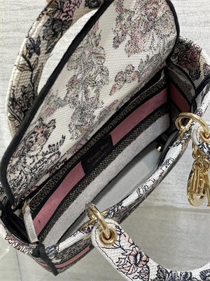 CD Medium Lady Di.or D-Lite Bag Butterfly Around The World Embroidery White and Pastel Pink