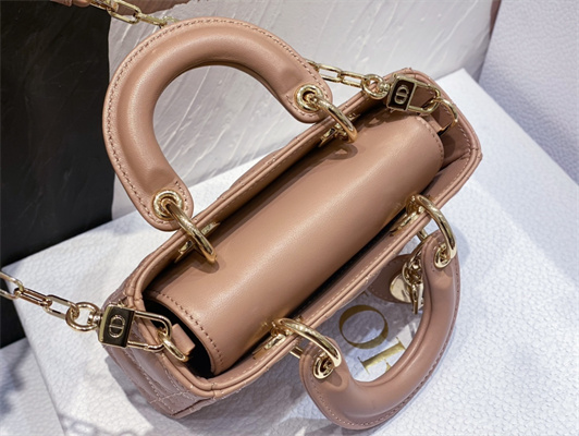 CD Lady D-Joy Micro Bag Cannage Lambskin Gold Tone Metal Dusty Pink