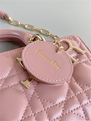 CD Small Lady D-Joy Bag Cannage Lambskin Gold Tone Metal Antique Pink