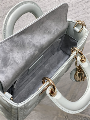 CD Small Lady D-Joy Bag Cannage Lambskin Gold Tone Metal Placid Blue