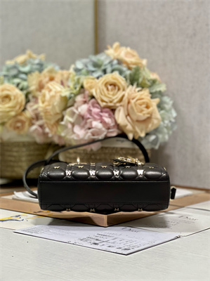 CD Small Lady D-Joy Bag Cannage Lambskin With Golden Butterfly Gold Tone Metal Black