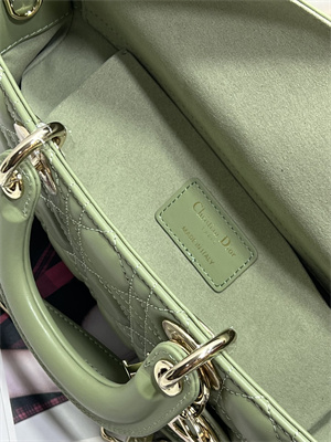 CD Medium Lady D-Joy Bag Cannage Lambskin Gold Tone Metal Green