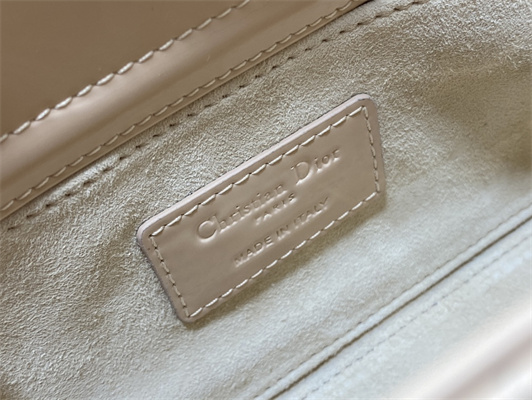 CD Medium Lady D-Joy Bag Patent Cannage Calfskin Gold Tone Metal Nude Pink