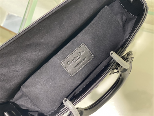 CD Medium Lady D-Joy Bag Cannage Calfskin With Diamond Motif Black