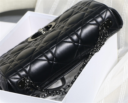 CD Large Di.or Caro Bag Quilted Macrocannage Calfskin Guncolor Tone Metal Black