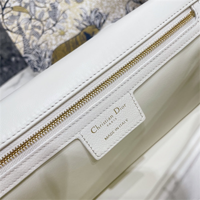 CD Large Di.or Caro Bag Supple Cannage Calfskin Gold Tone Metal White