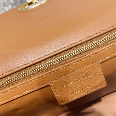 CD Large Di.or Caro Bag Supple Cannage Calfskin Gold Tone Metal Caramel