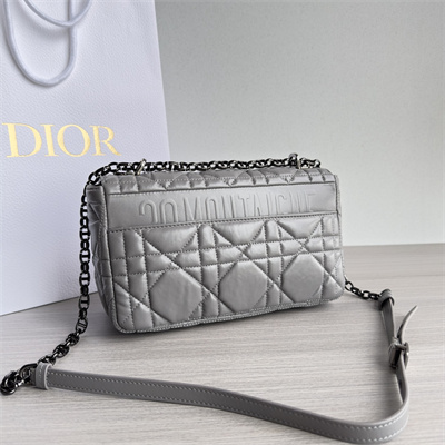 CD Medium Di.or Caro Bag Quilted Macrocannage Calfskin Guncolor Tone Metal Grey