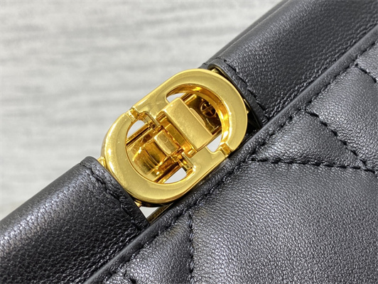 CD Caro Colle Noire Clutch with Chain Black Cannage Lambskin Gold Tone Metal