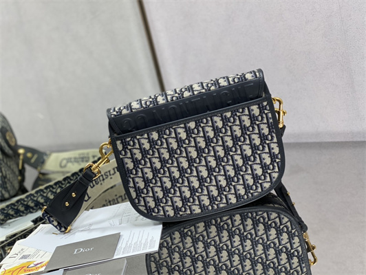 CD Large Di.or Bobby Bag Blue Oblique Jacquard With Blue Di.or Oblique Emb Shoulder Strap