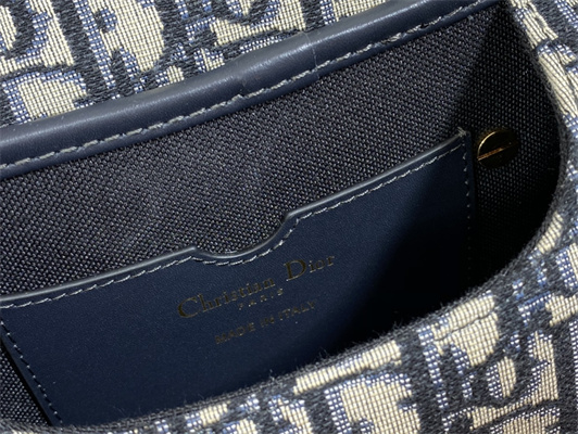 CD Small Di.or Bobby Bag Blue Oblique Jacquard