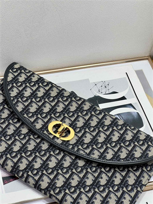 CD 30 Montaigne Avenue Pouch with Flap Blue Dior Oblique Jacquard