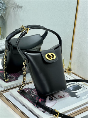 CD 30 Montaigne Amber Mini Bucket Bag Box Calfskin Black