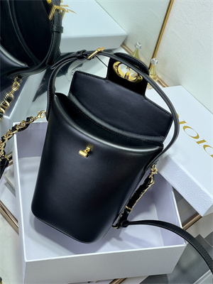 CD 30 Montaigne Amber Mini Bucket Bag Box Calfskin Black