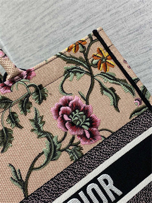 CD Large Book Tote Petites Fleurs Embroidery Nude Beige Multicolor
