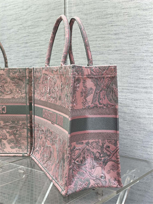 CD Large Book Tote Toile de Jouy Embroidery Pink and Grey