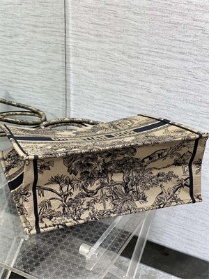 CD Large Book Tote Voyage Toile de Jouy Embroidery Beige and Black