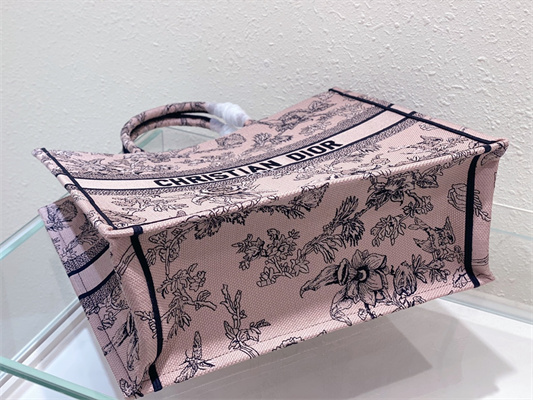 CD Large Book Tote Jardin Botanique Embroidery Pink