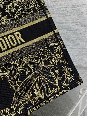 CD Large Book Tote Jardin d’Hiver Embroidery Black and Gold