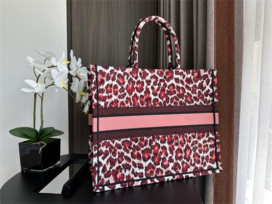 CD Large Book Tote Pink Multicolor Mizza Embroidery