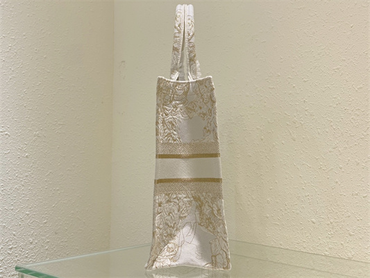 CD Large Book Tote R??ve d’Infini Embroidery White and Gold Tone