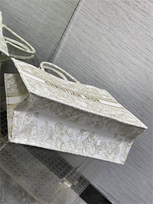 CD Large Book Tote Butterfly Around The World Embroidery White and Gold Tone