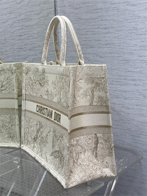 CD Large Book Tote Jardin d’Hiver Embroidery White And Gold Tone