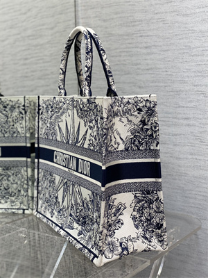 CD Large Book Tote R??ve d’Infini Embroidery White and Blue