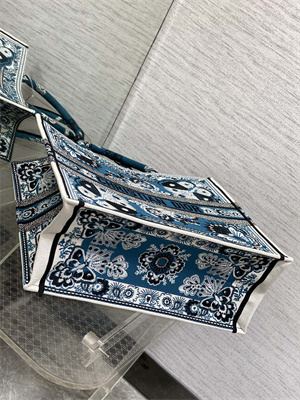 CD Large Book Tote Butterfly Bandana Embroidery Blue Multicolor