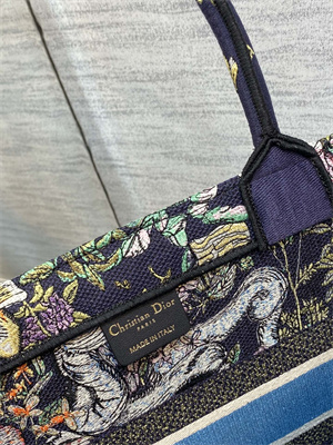 CD Medium Book Tote D-Constellation Embroidery Black Multicolor